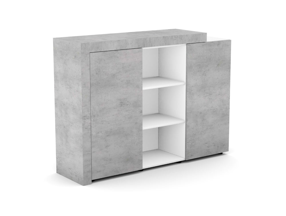 Auttica Cabinet with 2 Doors and Shelves in Chicago Concrete Finish