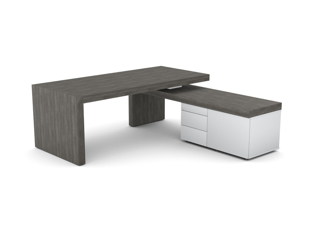 Auttica Wooden Executive Desk with Side Storage in Bransons Truffle Finish