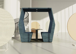 Bill 2 Person Open Den In Orange Finish With Pink Sofa And Orange Armchair In Living Room Setting