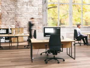 Buronomic Stricto Desk Of Character 2 With Nebraska Oak Top And Black Leg