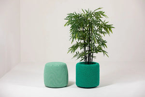 BuzziKnit Office Planter Green Finish with Green Pouffe