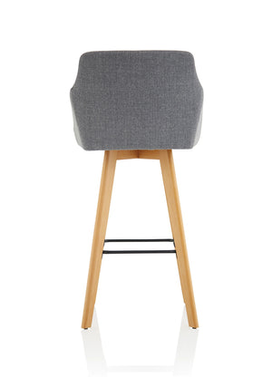 Carmen Grey Fabric Wooden Leg High Stool Chair BR000225 7