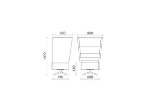 Cell128 Single Seater With Swivel 4 Spoke Base In Tubular Steel Dimensions