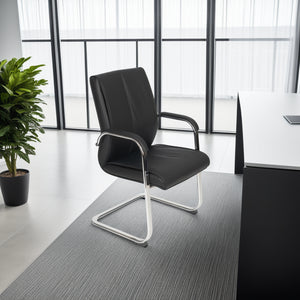 Comfortado High Back Executive Boardroom Chair Black and Chrome in Executive Office Setting