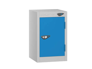 Compact Quarto 1-Door Steel Locker - Pearl Silver & Cobalt Blue