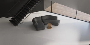 Daaz Modular Seating in Different Configurations in Dark Grey Finish with Small and Round Low Coffee Table