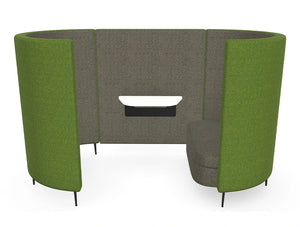 Delia 2 Seater Meeting Den With Table With Grey Interior And Green Exterior And One Seat