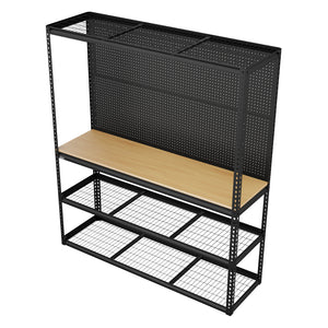 Heavy-Duty Modular Workbench with Racking and Pegboard 1820mm 300kg Capacity Per Level APMWB1 2