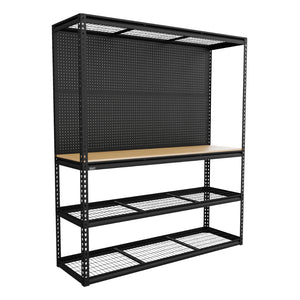 Heavy-Duty Modular Workbench with Racking and Pegboard 1820mm 300kg Capacity Per Level APMWB1 4