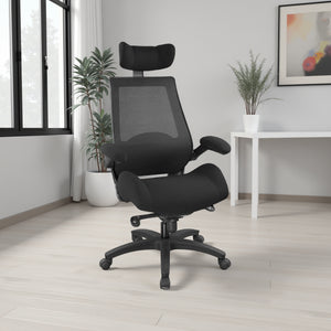 Heavy Duty Operator Chair with Straight Desk and Indoor Plant in Modern Office Setting