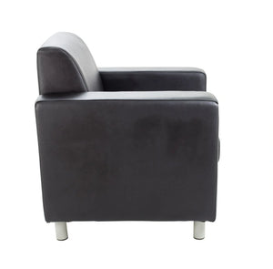 Iceberg Leather Faced Armchair in Metal Feet Black 3