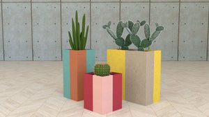 Koala Square Acoustic Planter in Different Finishes and in Different Sizes with Plants
