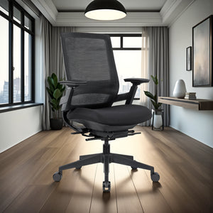 Maglia Office Mesh Chair with Indoor Plant and Ceiling Light in Modern Office Setting