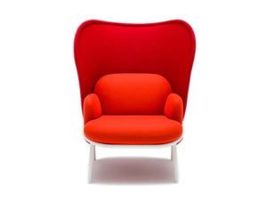 Mesh Armchair With High Shield And Bright Red Finish