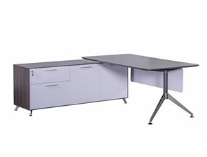 Nero Executive Desk with Credenza Unit and Modesty Panel Left Hand