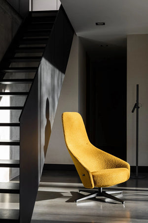 Palo Lounge Armchair with Wooden Legs in Yellow Finish