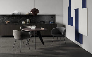 Paxt Tub Chair in Metal Legs with Round Table in Dining Room Settings