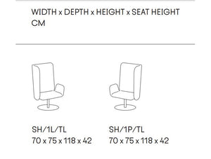 Shieldon Swivel Armchair Dimensions