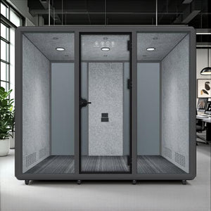 Silentium 4 Person Meeting Pod Slate Grey in Modern Office Setting