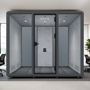 Silentium 6 Person Meeting Pod Slate Grey in Modern Office Setting