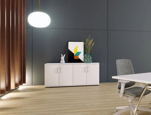 Spacestor Forte Credenza Customizable Cupboard Storage 6 With Large Vase And Bunny On Top