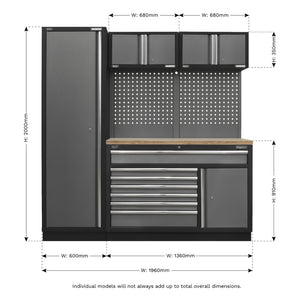 Superline PRO Storage System with Pressed Wood Worktop 1.96m APMSSTACK10W 8