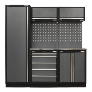 Superline PRO Storage System with Stainless Worktop 1.96m