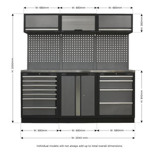 Superline PRO Storage System with Stainless Worktop 2.04m APMSSTACK07SS 10