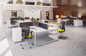 Switch 2 Person Crescent Desk And Desk High Pedestal Open Leg 17