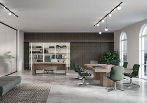 T45 Rectangular Shaped Meeting Room Table with Executive Table and Sofa in Modern Office Setting