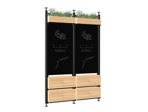 WsD Decora Modular End Of Desk Glassboard with Lockers and Planters African Oak