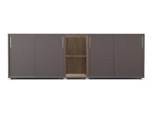 WsD Key Storage Modular 2 Level Sliding Cabinet with Middle Bookshelf Coffee 2