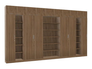 WsD Key Storage Modular 6 Level Cupboard with Bookshelves and High Cabinets Coffee