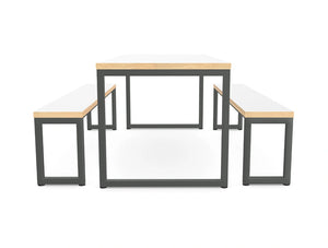 WsD Nestro Closed Metal Leg Canteen Table and Bench Set with Alternative Edging 3