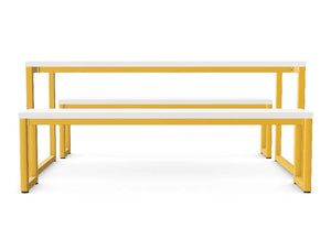 WsD Nestro Metal Canteen Table and Bench Seating with Closed Leg 2