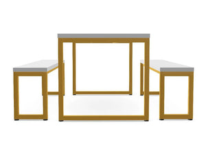 WsD Nestro Metal Canteen Table and Bench Seating with Closed Leg 3