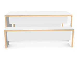 WsD Nestro Slab Leg Alternative Edging Canteen Table and Bench Seating 2