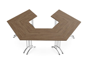 WsD Twister Fold Modular Configuration with Trapezoidal Tabletop Coffee Oak 2