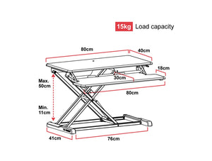 Yo Yo Desk 80 S Sit Stand Solution White 8 Dimensions 1