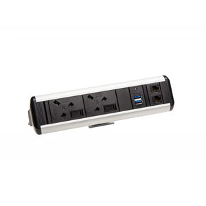Protea On Desk Power Module With 2X Power, 2X Data And 2X Usb Charge Black 1607011479