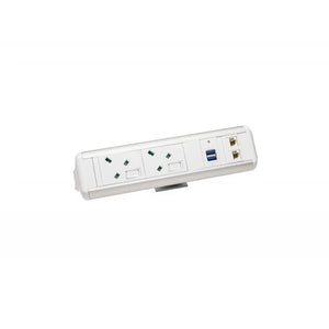 Protea On Desk Power Module With 2X Power, 2X Data And 2X Usb Charge White 1607011043