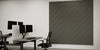 Acoustic Wall Panel in Dark Grey with Grey Top Bench Desk and Black Mesh Chair