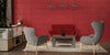 Acoustic Wall Panel in Red with Matching Sofa and Grey Armchairs