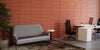 Acoustic Wall Panel in Terracotta with Grey Sofa and White Desk