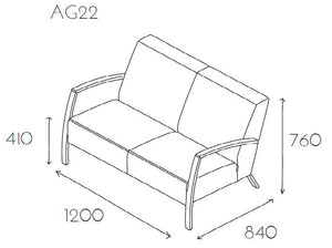 Age Upholstered 2 Seater Sofa with Armrests Dimensions