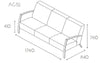 Age Upholstered 3 Seater Sofa with Armrests Dimensions