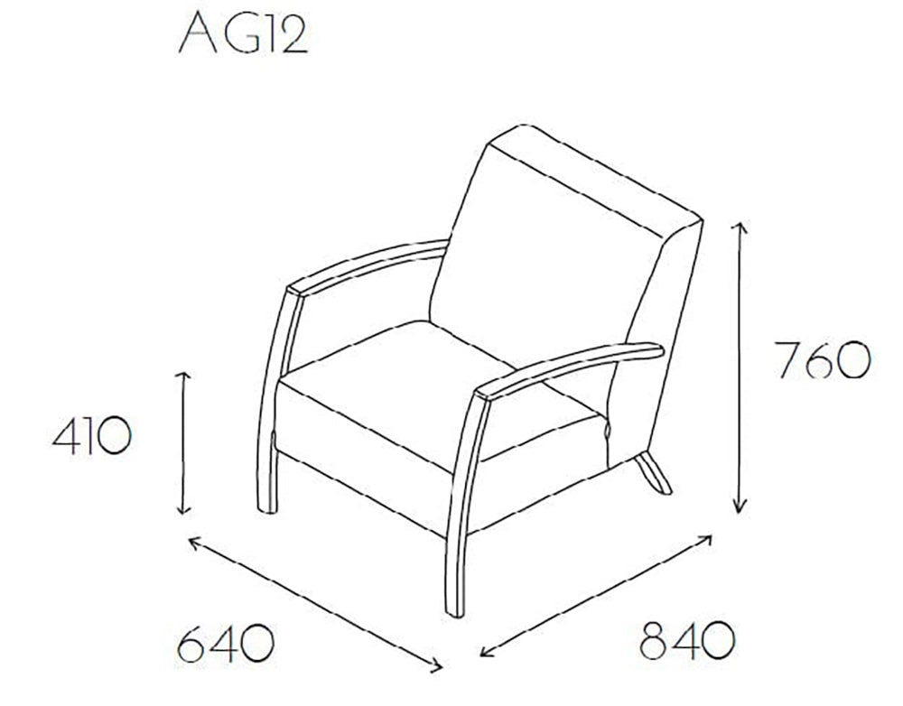 Age Upholstered Single Seater Chair with Armrests Dimensions