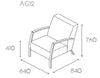 Age Upholstered Single Seater Chair with Armrests Dimensions