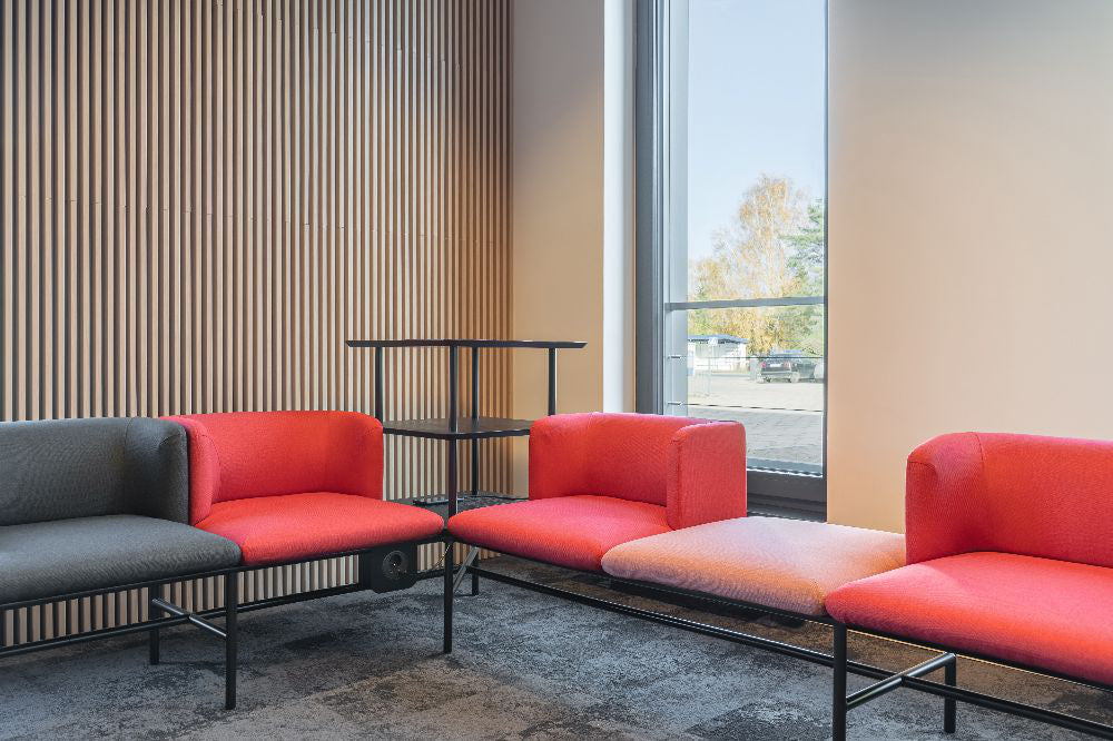 Agora Modular Soft Seating with Shelving Unit in Breakout Setting