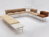 Agora Soft Seating With Beige And Brown Finish And White Legs